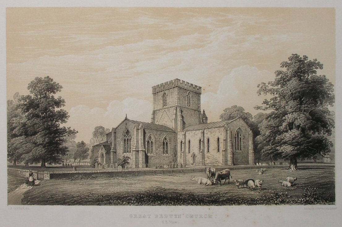 Lithograph - Great Bedwyn Church S.E.View